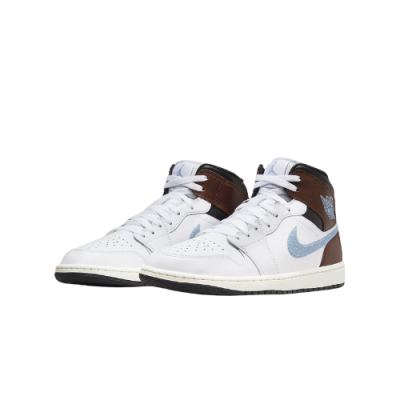 Air Jordan 1 Mid Brown and Blue