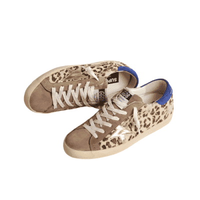 GOLDEN GOOSE SUPERSTAR LTD PONY HAIR WITH GOLD STAR AND BLUE HEEL