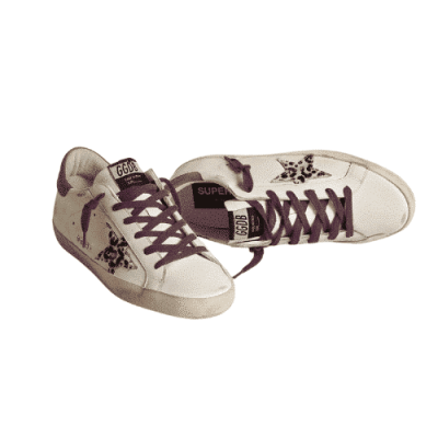 GOLDEN GOOSE SUPERSTAR LTD WHITE WITH ZEBRA STAR AND GOLD HEEL