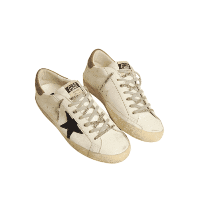 GOLDEN GOOSE SUPERSTAR LTD WHITE WITH BLACK STAR AND GOLD HEEL