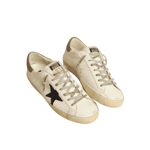 GOLDEN GOOSE SUPERSTAR LTD WHITE WITH BLACK STAR AND GOLD HEEL