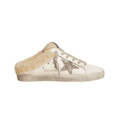 GOLDEN GOOSE SUPERSTAR SABOT WHITE WITH SHEARLING