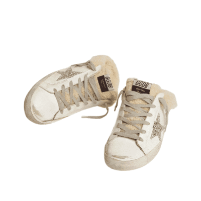 GOLDEN GOOSE SUPERSTAR SABOT WHITE WITH SHEARLING