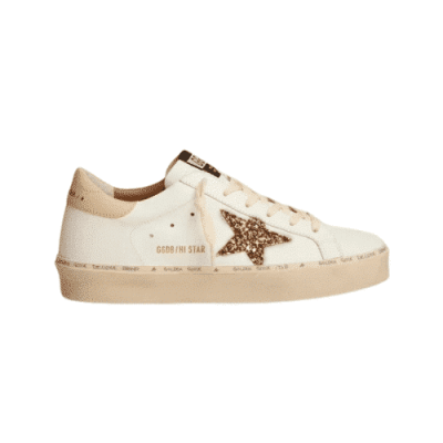 GOLDEN GOOSE HI STAR WITH GOLD STAR AND BEIGE HEEL
