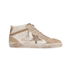 GOLDEN GOOSE MID STAR BEIGE AND WHITE WITH GLITTER STAR