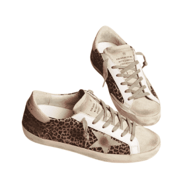 GOLDEN GOOSE SUPERSTAR LTD LEOPARD WITH WHITE STAR AND PINK HEEL