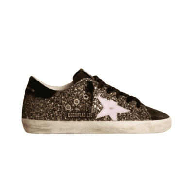 GOLDEN GOOSE SUPERSTAR LTD GOLD GLITTER WITH PINK STAR AND BROWN HEEL