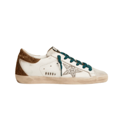 GOLDEN GOOSE SUPERSTAR WHITE WITH SILVER GLITTER STAR