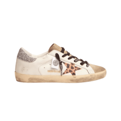 GOLDEN GOOSE SUPERSTAR WHITE WITH LEOPARD STAR