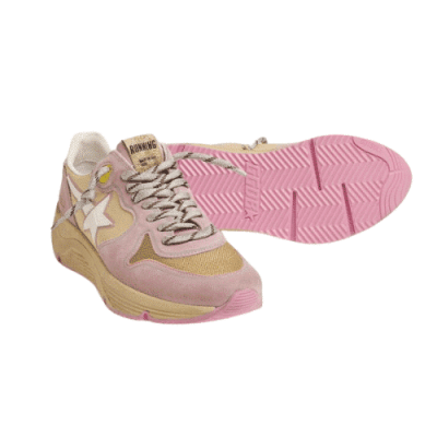 GOLDEN GOOSE RUNNING SOLE PINK AND PASTEL YELLOW